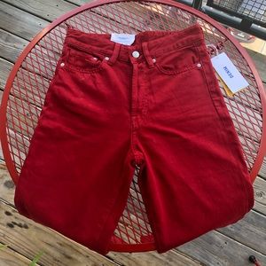 Red Vintage Fit High Rise Mom Jeans/Pants